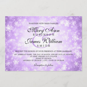 Elegant Wedding Winter Wonderland Sparkle Paars Kaart