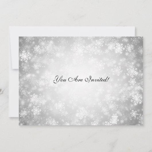 Elegant Wedding Winter Wonderland Sparkle Silver Kaart (Achterkant)