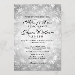 Elegant Wedding Winter Wonderland Sparkle Silver Kaart