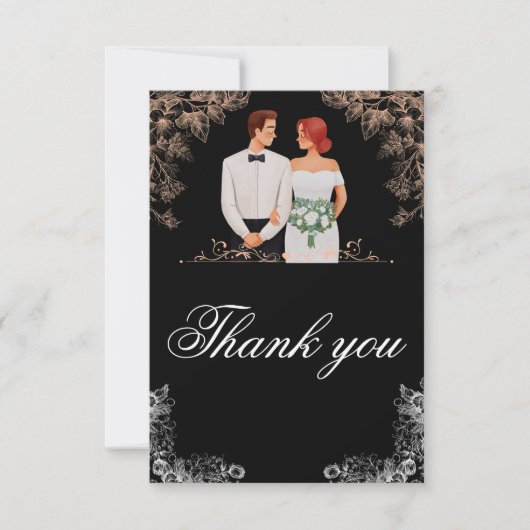 Elegant Wedding with Dark Floral Bedankkaart (Voorkant)