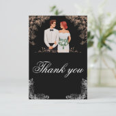 Elegant Wedding with Dark Floral Bedankkaart (Staand voorkant)