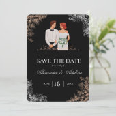 Elegant Wedding with Dark Floral  Save The Date (Staand voorkant)