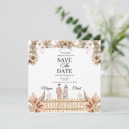 Elegant Wedding with Dark Floral  Save The Date (Staand voorkant)