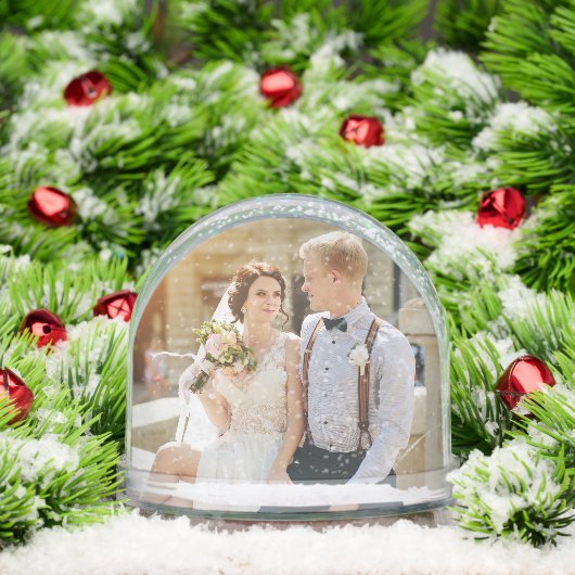 Elegant wedding with photo Newlyweds keepsake Sneeuwbol (Kerstmis)