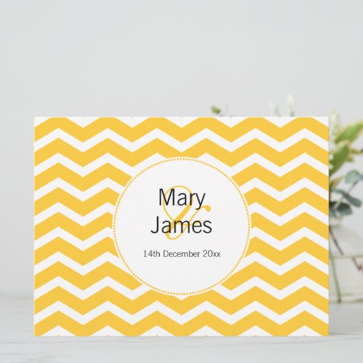 Elegant Wedding Yellow Chevron Pattern Kaart (Staand voorkant)