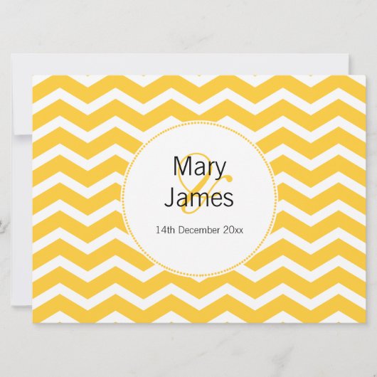 Elegant Wedding Yellow Chevron Pattern Kaart (Voorkant)
