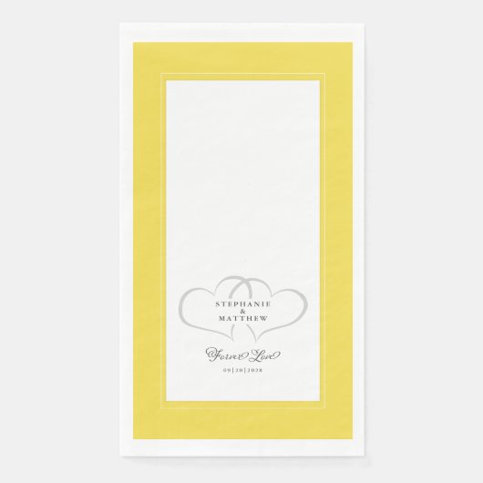 Elegant Wedding Yellow Grey Hearts for ever Love Servet (Voorkant)