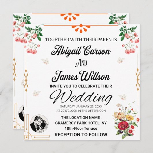 ELEGANT WEDDINGCARD KAART (Voorkant / Achterkant)