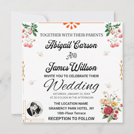 ELEGANT WEDDINGCARD KAART (Achterkant)