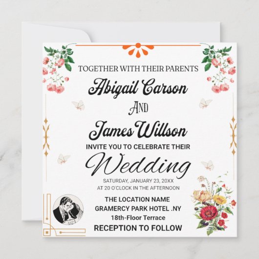 ELEGANT WEDDINGCARD KAART (Voorkant)