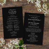 Elegant Weddings Black Modern Ceremony Programma's