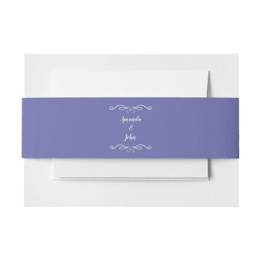 Elegant Weddings Calligraphy Chic Periwinkle Blue Uitnodigingen Wikkel (Voorkant Voorbeeld)