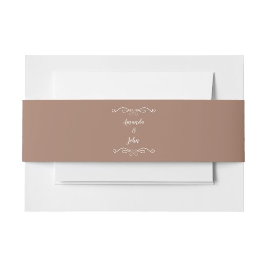 Elegant Weddings Calligraphy Classic Mocha Brown Uitnodigingen Wikkel (Voorkant Voorbeeld)