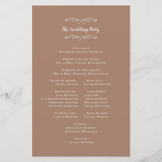Elegant Weddings Mocha Modern Ceremony Programs (Achterkant)