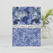 ELEGANT WEDERFLORAAL BLAUWE MARBLE KAART (Staand voorkant)