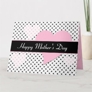 Elegant weefpatroon, roze harten Moederdag Kaart