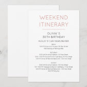 Elegant Weekend Birthday Itinerary Uitnodiging (Voorkant / Achterkant)
