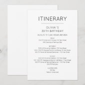 Elegant Weekend Birthday Itinerary Uitnodiging (Voorkant / Achterkant)