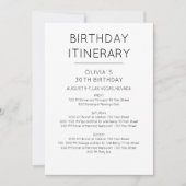 Elegant Weekend Birthday Itinerary Uitnodiging (Voorkant)