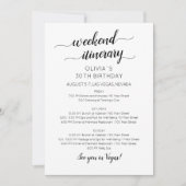 Elegant Weekend Birthday Itinerary Uitnodiging (Voorkant)