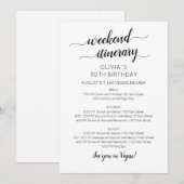 Elegant Weekend Birthday Itinerary Uitnodiging (Voorkant / Achterkant)