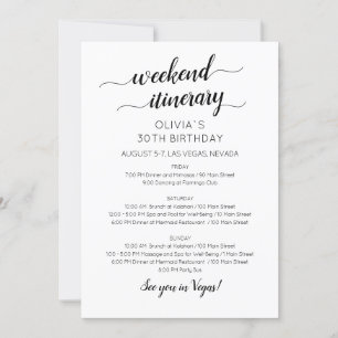 Elegant Weekend Birthday Itinerary Uitnodiging