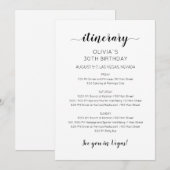 Elegant Weekend Birthday Itinerary Uitnodiging (Voorkant / Achterkant)