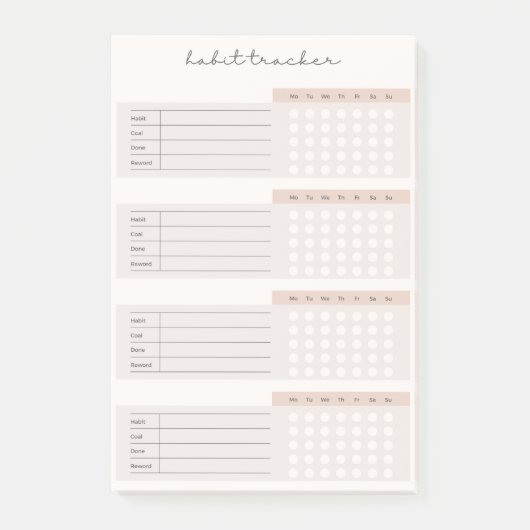 Elegant Weekly Habit Tracker Post-it® Notes (Voorkant)