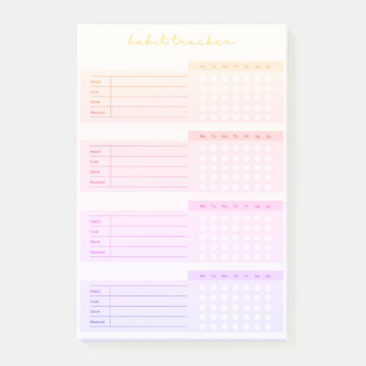 Elegant Weekly Habit Tracker Post-it Notes (Voorkant)