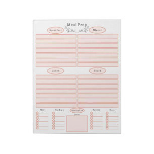 Elegant Weekly Meal Planner Shopping List Notepad Notitieblok