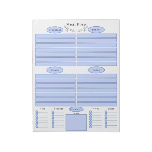 Elegant Weekly Meal Planner Shopping List Notepad Notitieblok (Linkerzijde)