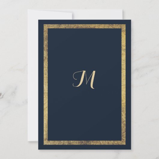 Elegant weelderig marineblauw gouden confetti Afst Kaart (Achterkant)