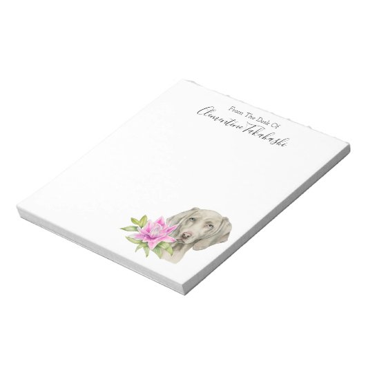 Elegant Weimaraner Dog Waterverf | Jouw namen toev Notitieblok (Linkerzijde)