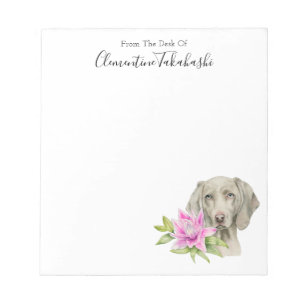 Elegant Weimaraner Dog Waterverf Jouw namen toev Notitieblok
