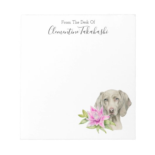 Elegant Weimaraner Dog Waterverf | Jouw namen toev Notitieblok (Voorkant)