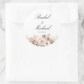 Elegant, weiß, pastellfarben, Blume Ronde Sticker (Tas)