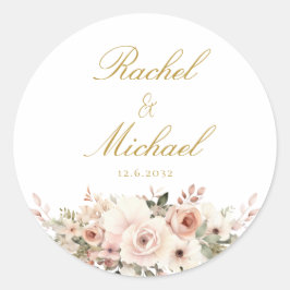 Elegant, weiß, pastellfarben, Blume Ronde Sticker