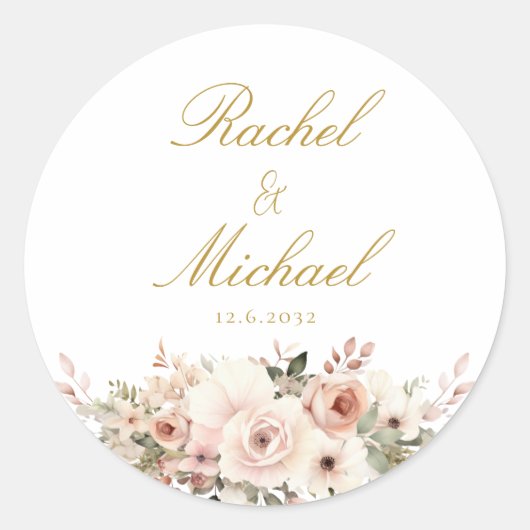 Elegant, weiß, pastellfarben, Blume Ronde Sticker (Voorkant)