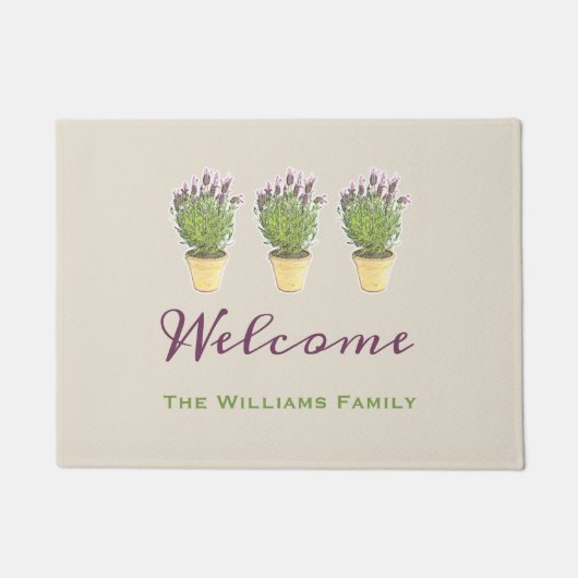Elegant Welcome and Family Monogram | Lavender Deurmat (Voorkant)