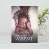 Elegant Welcome Baby Birth Announding Photo Card (Staand voorkant)