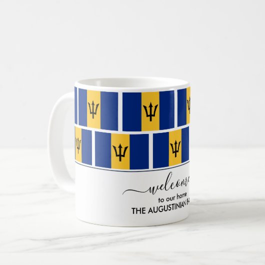 Elegant Welcome BARBADOS FLAG Coffee Mok (Voorkant links)