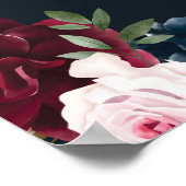 Elegant Welcome Waterverf Burgundy & Navy Floral Poster (Hoek)