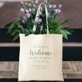 Elegant Welcome Wedding Guest Favors Sage Green Tote Bag