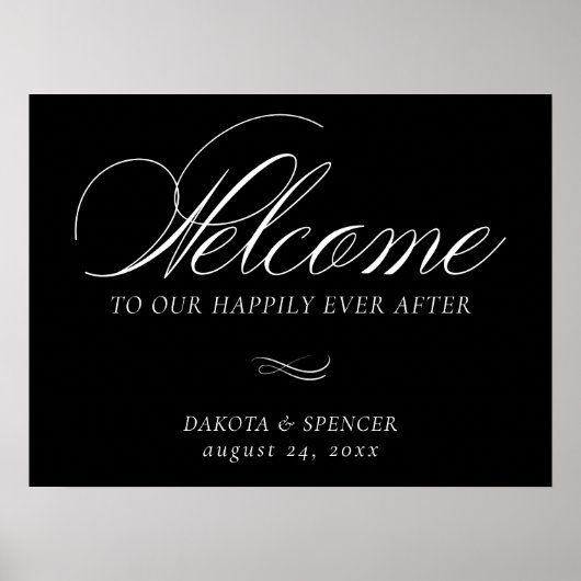 Elegant Welcome White Calligraphy | Chic Wedding Poster (Voorkant)