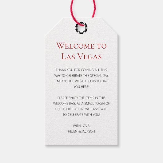 Elegant Welkom bij Las Vegas Wedding Welcome Cadeaulabel (Voorkant)