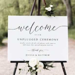 Elegant Welkom bij Unplugged Wedding Ceremony Sign Poster