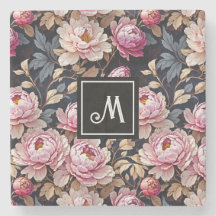 Elegant Welkom Blush Roze Pioen Bloemen Monogram
