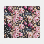 Elegant Welkom Blush Roze Pioen Bloemen Naam Fleece Deken (Voorkant (Horizontaal))