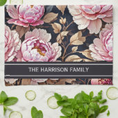 Elegant Welkom Blush Roze Pioen Bloemen Theedoek (Gevouwen)