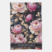 Elegant Welkom Blush Roze Pioen Bloemen Theedoek (Verticaal)